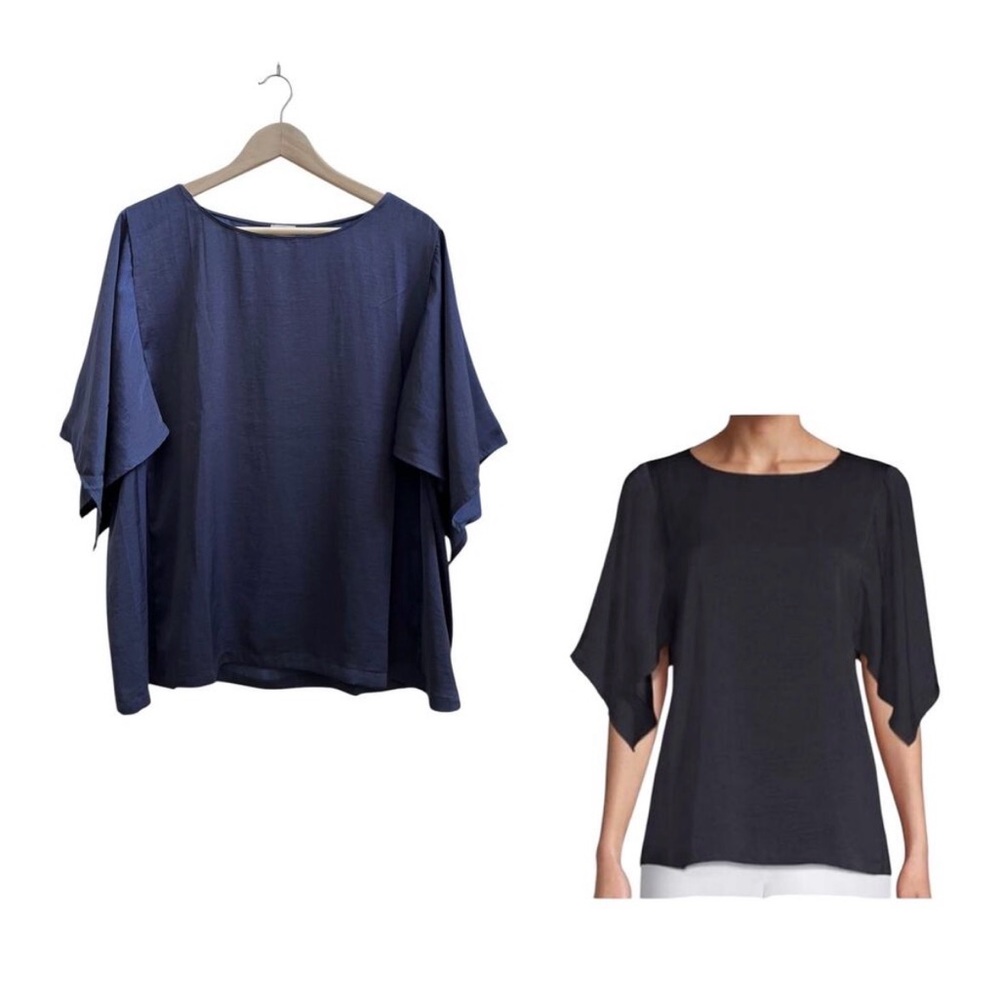 Chicos Blue Drape Sleeve Pullover Top Size 16/18 - XL Style 570291531